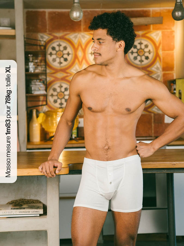 Pétrone boxer héritage coton biologique tencel lyocell blanc crème homme#couleur_blanc-crème
