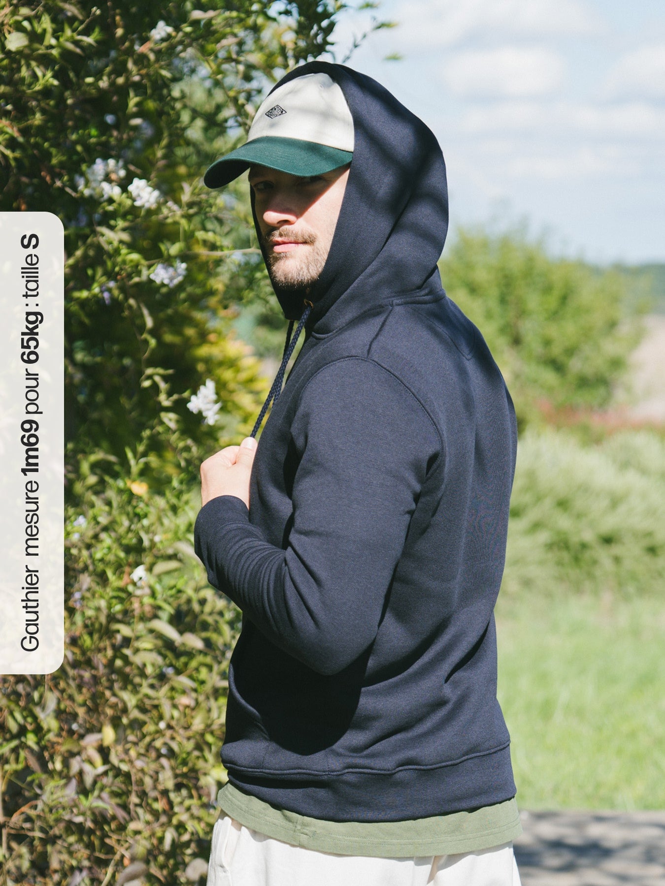 Pétrone sweat capuche hoodie homme Tencel coton bio bleu marine homme#couleur_bleu-marine