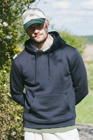 Pétrone sweat capuche hoodie homme Tencel coton bio bleu marine