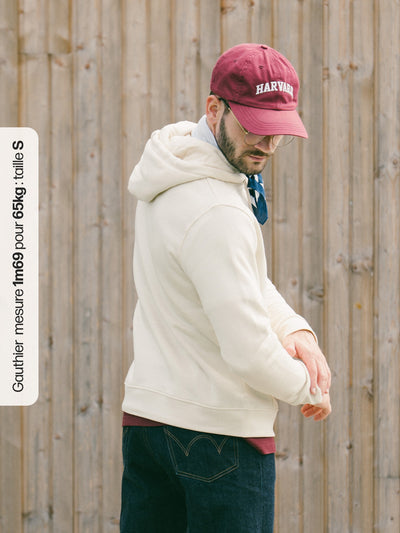 Pétrone sweat capuche hoodie homme Tencel coton bio écru homme#couleur_écru