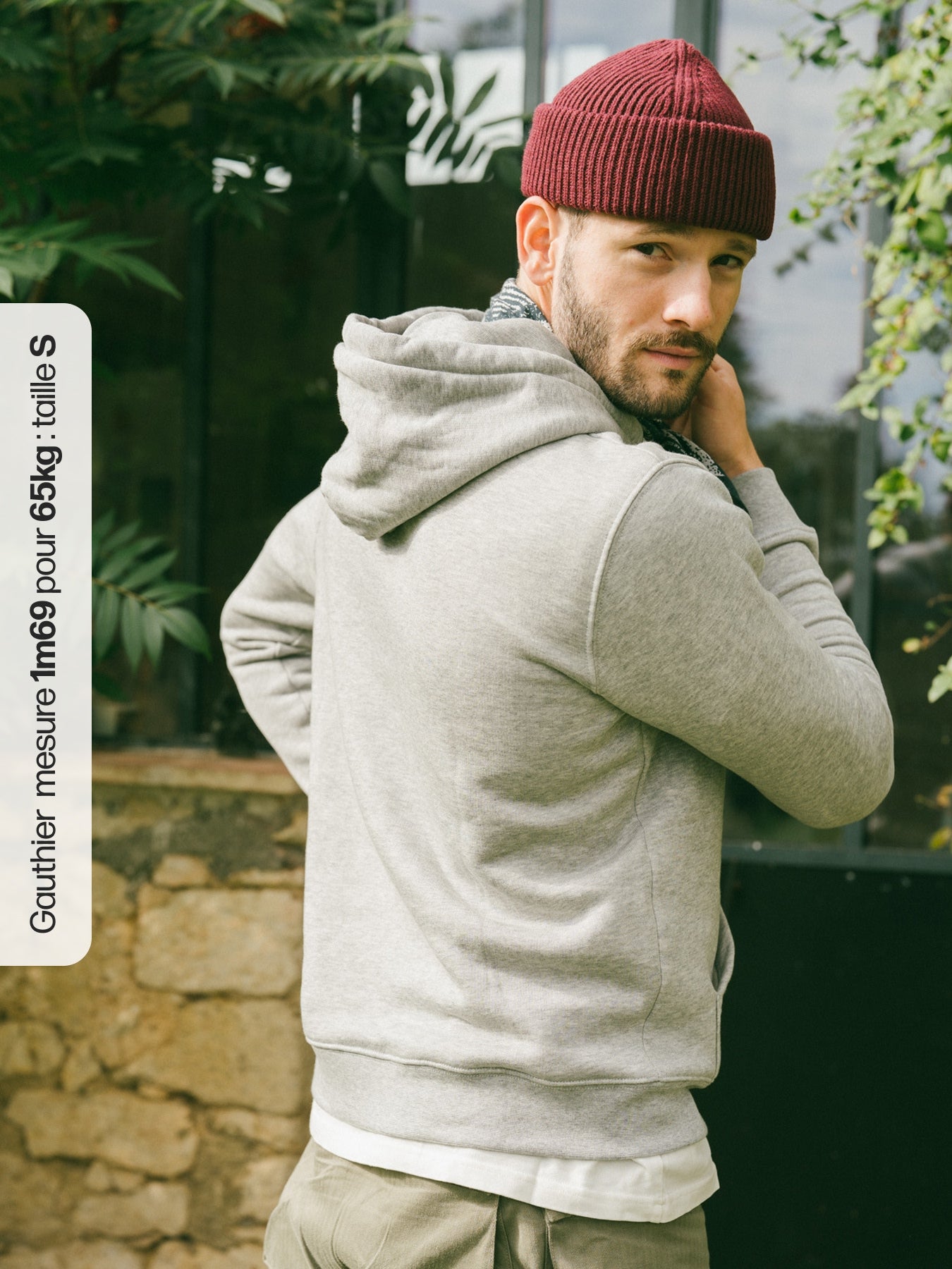 Pétrone sweat capuche hoodie homme Tencel coton bio gris chiné clair homme#couleur_gris-chiné-clair
