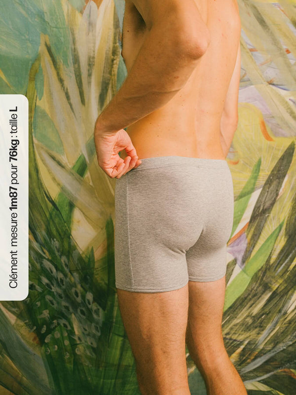 Pétrone boxer héritage coton biologique tencel lyocell gris chiné clair homme#couleur_gris-chiné-clair