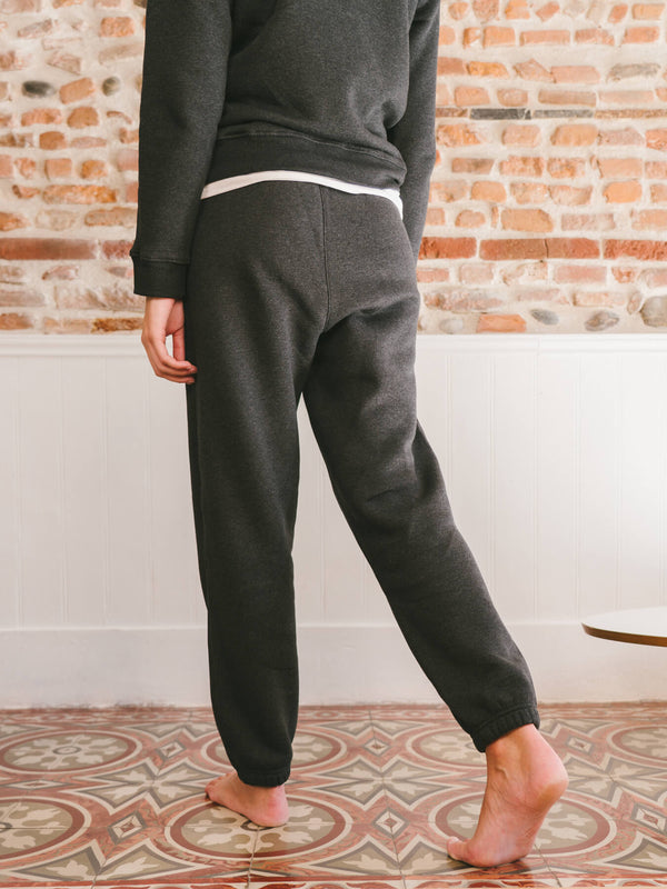 Pétrone pantalon jogging molleton homme Tencel coton bio gris anthracite chiné femme#couleur_gris-anthracite-chiné