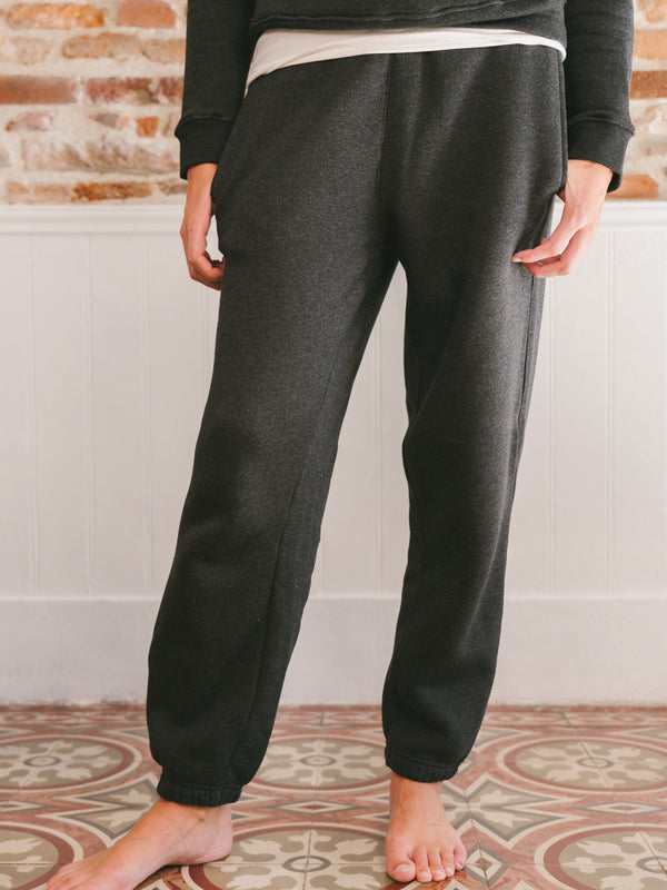 Pétrone pantalon jogging molleton homme Tencel coton bio gris anthracite chiné femme#couleur_gris-anthracite-chiné