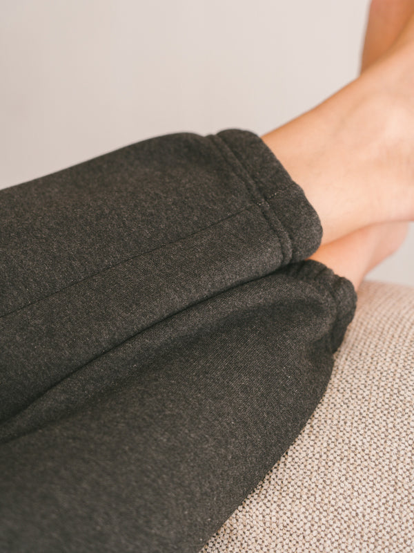 Pétrone pantalon jogging molleton homme Tencel coton bio gris anthracite chiné femme#couleur_gris-anthracite-chiné