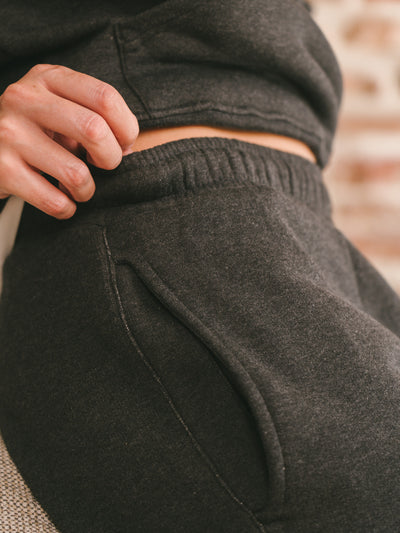 Pétrone pantalon jogging molleton homme Tencel coton bio gris anthracite chiné femme#couleur_gris-anthracite-chiné