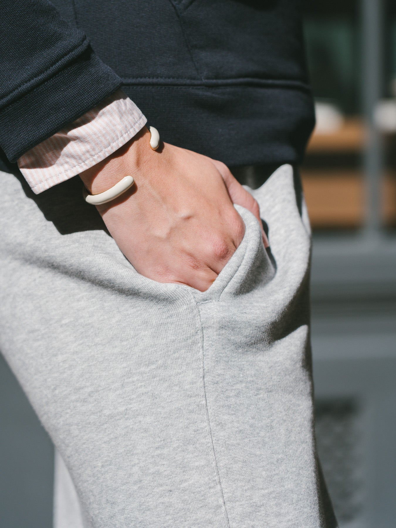 Pétrone pantalon jogging molleton homme Tencel coton bio gris chiné clair femme#couleur_gris-chiné-clair