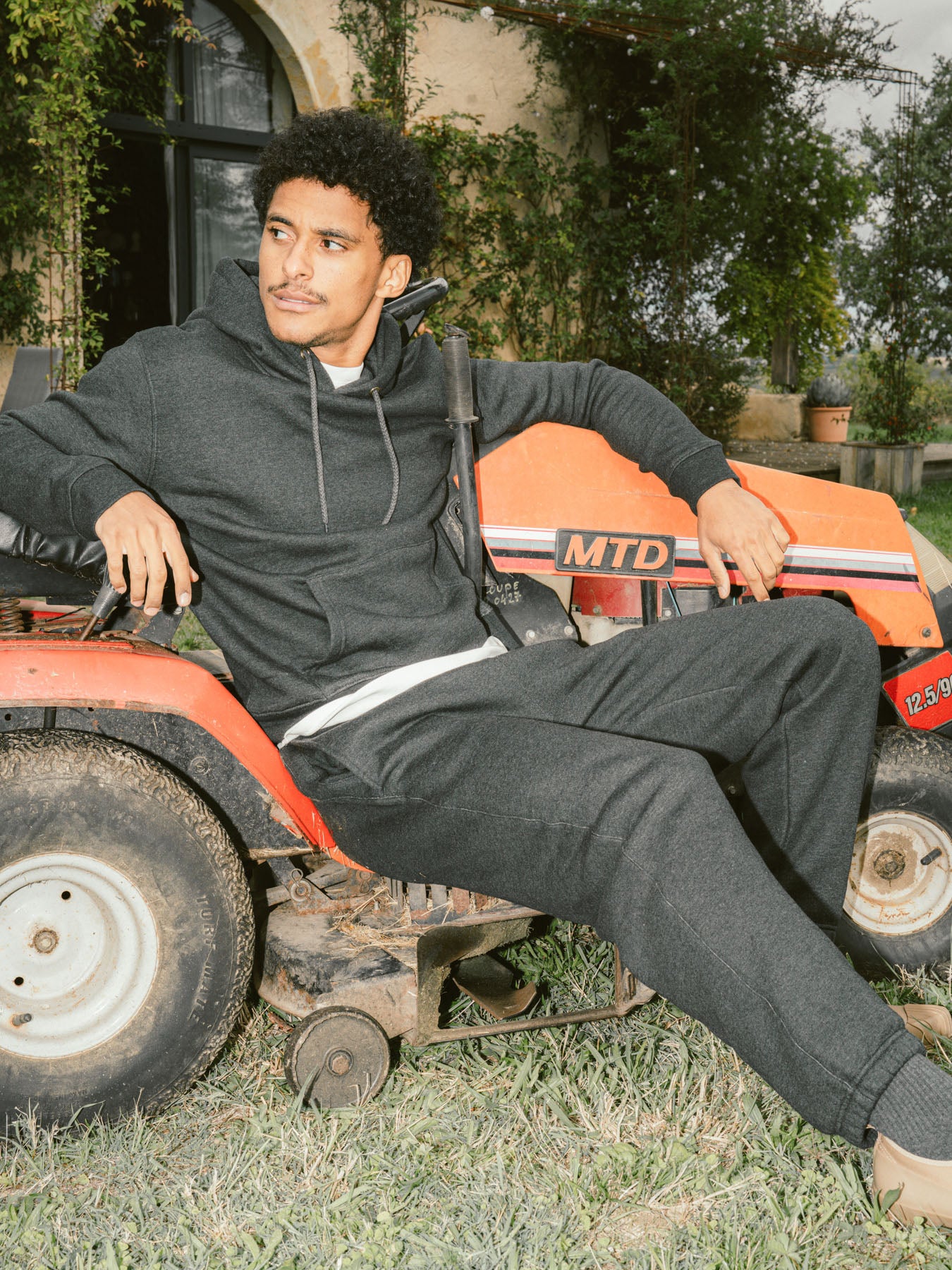 Pétrone pantalon jogging molleton homme Tencel coton bio gris anthracite chiné homme#couleur_gris-anthracite-chiné