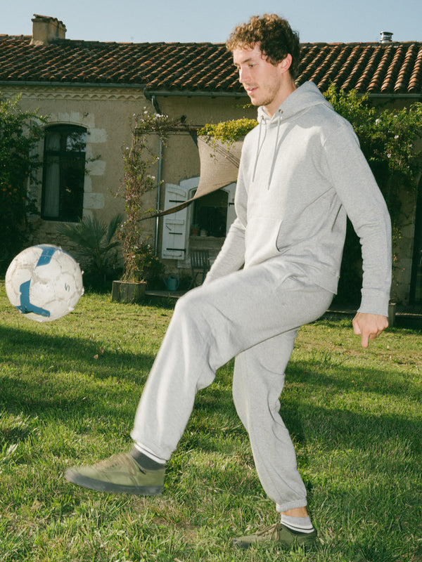 Pétrone pantalon jogging molleton homme Tencel coton bio gris chiné clair homme#couleur_gris-chiné-clair
