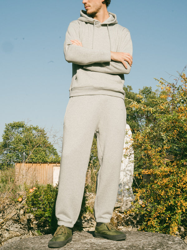 Pétrone pantalon jogging molleton homme Tencel coton bio gris chiné clair homme#couleur_gris-chiné-clair