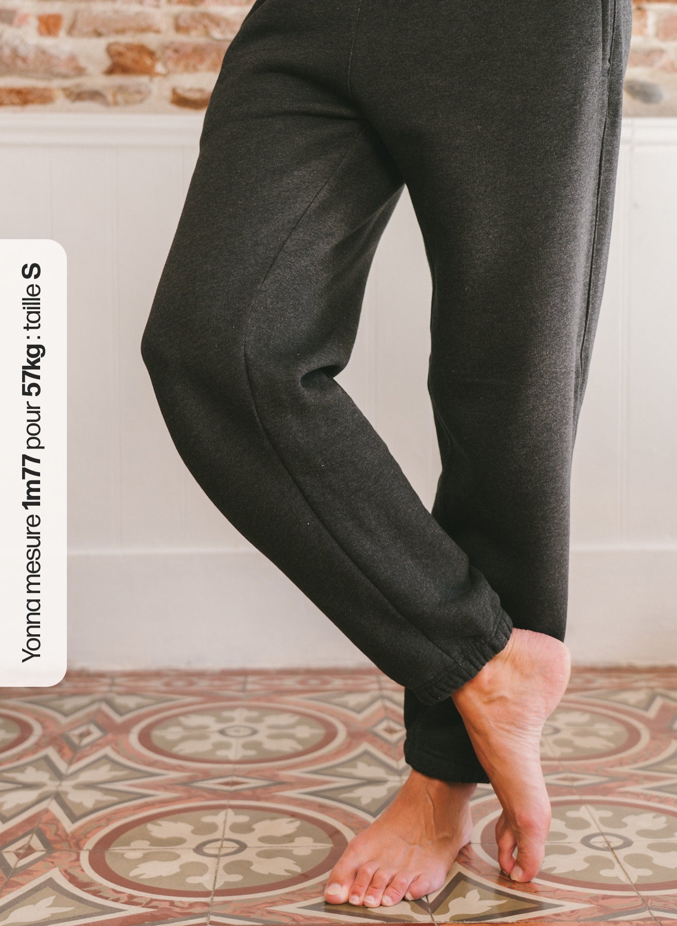 Pétrone pantalon jogging molleton homme Tencel coton bio gris anthracite chiné femme#couleur_gris-anthracite-chiné