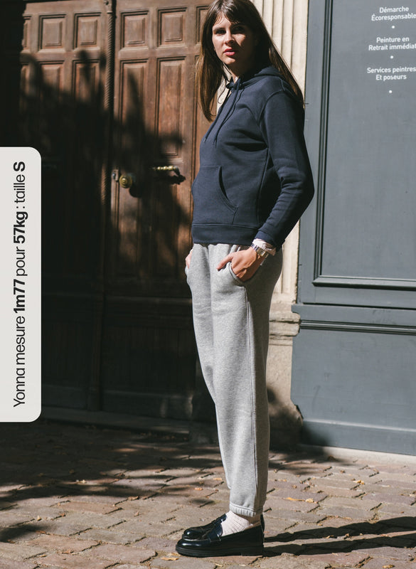 Pétrone pantalon jogging molleton homme Tencel coton bio gris chiné clair femme#couleur_gris-chiné-clair