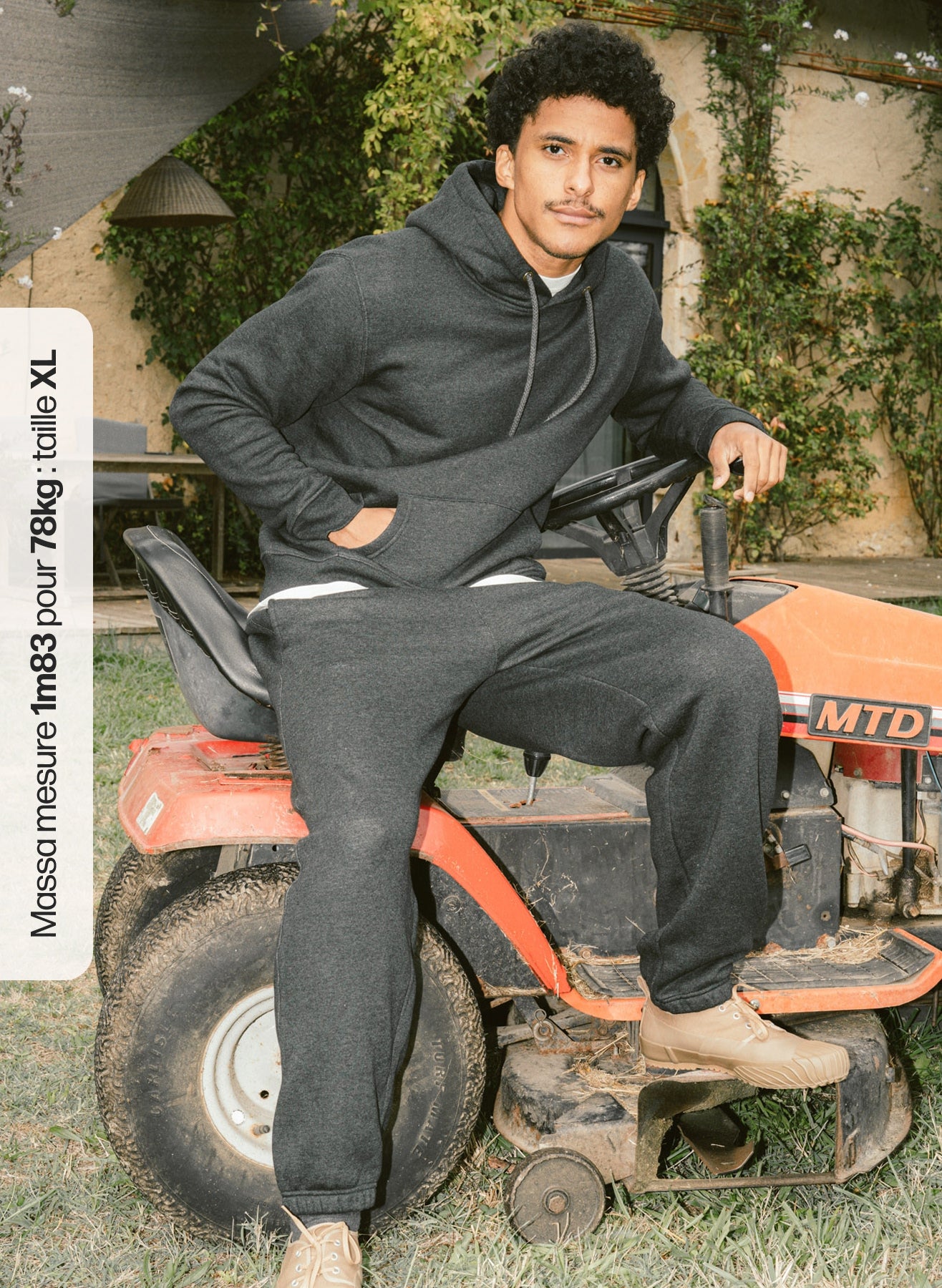 Pétrone pantalon jogging molleton homme Tencel coton bio gris anthracite chiné homme#couleur_gris-anthracite-chiné