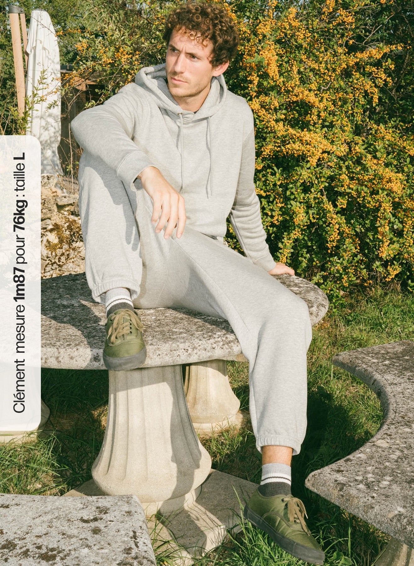Pétrone pantalon jogging molleton homme Tencel coton bio gris chiné clair homme#couleur_gris-chiné-clair