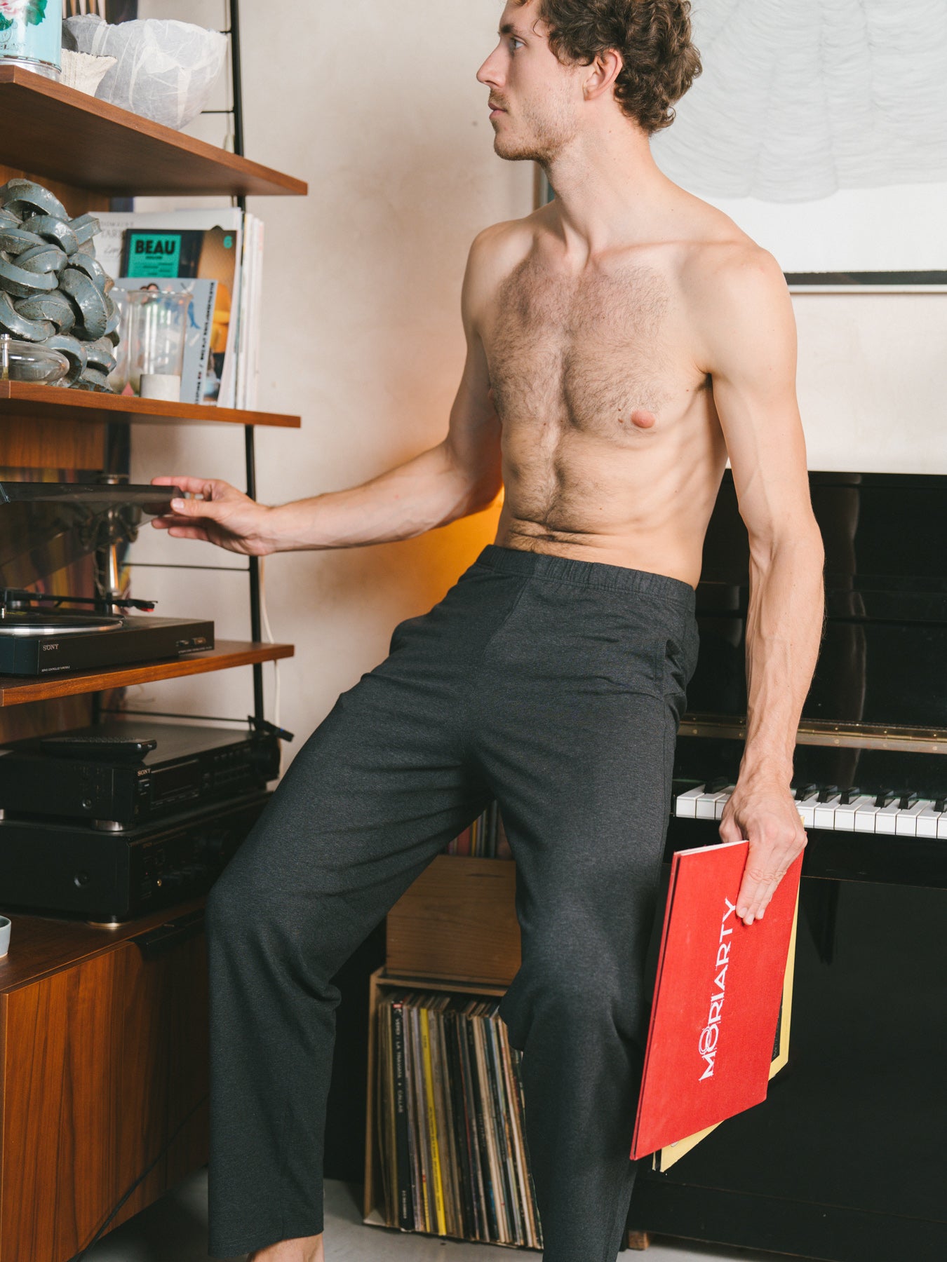 Pétrone pantalon de pyjama coton biologique tencel lyocell gris anthracite homme#couleur_gris-anthracite