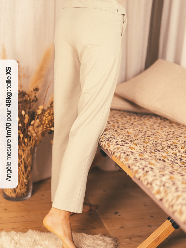 Pétrone pantalon de pyjama coton biologique tencel lyocell sable femme