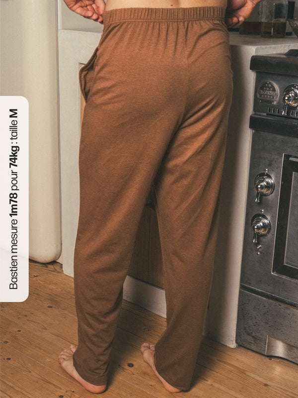Pétrone pantalon de pyjama coton biologique tencel lyocell marron homme