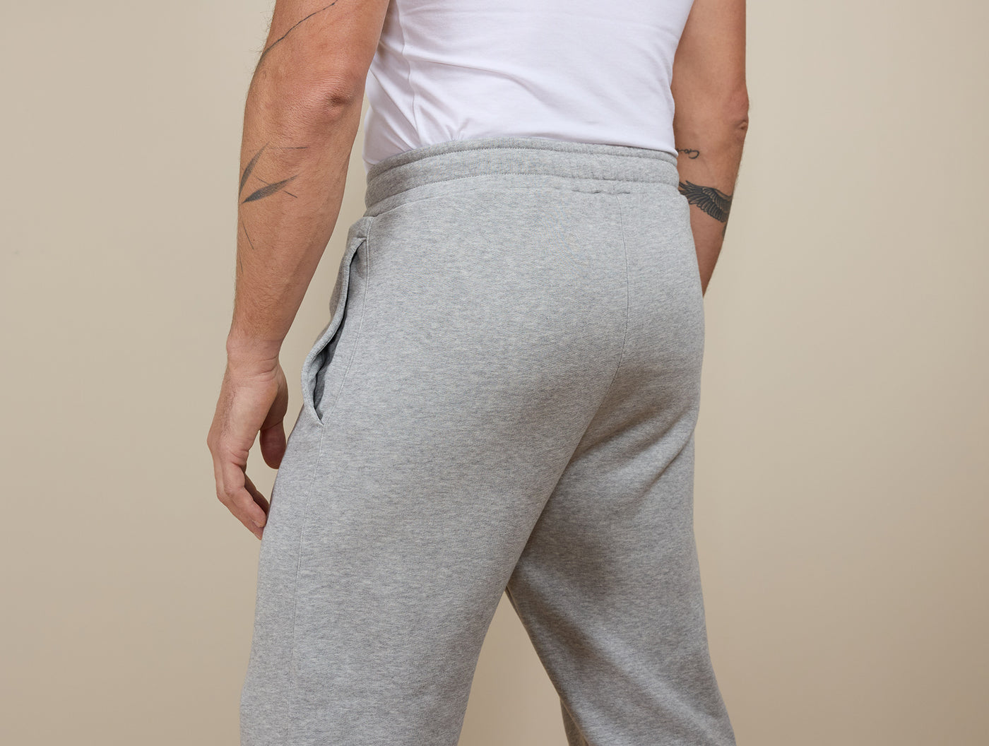 Pétrone pantalon jogging molleton homme Tencel coton bio gris chiné clair homme#couleur_gris-chiné-clair