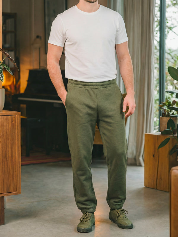 Pétrone pantalon jogging molleton homme Tencel coton bio vert kaki homme#couleur_vert-kaki