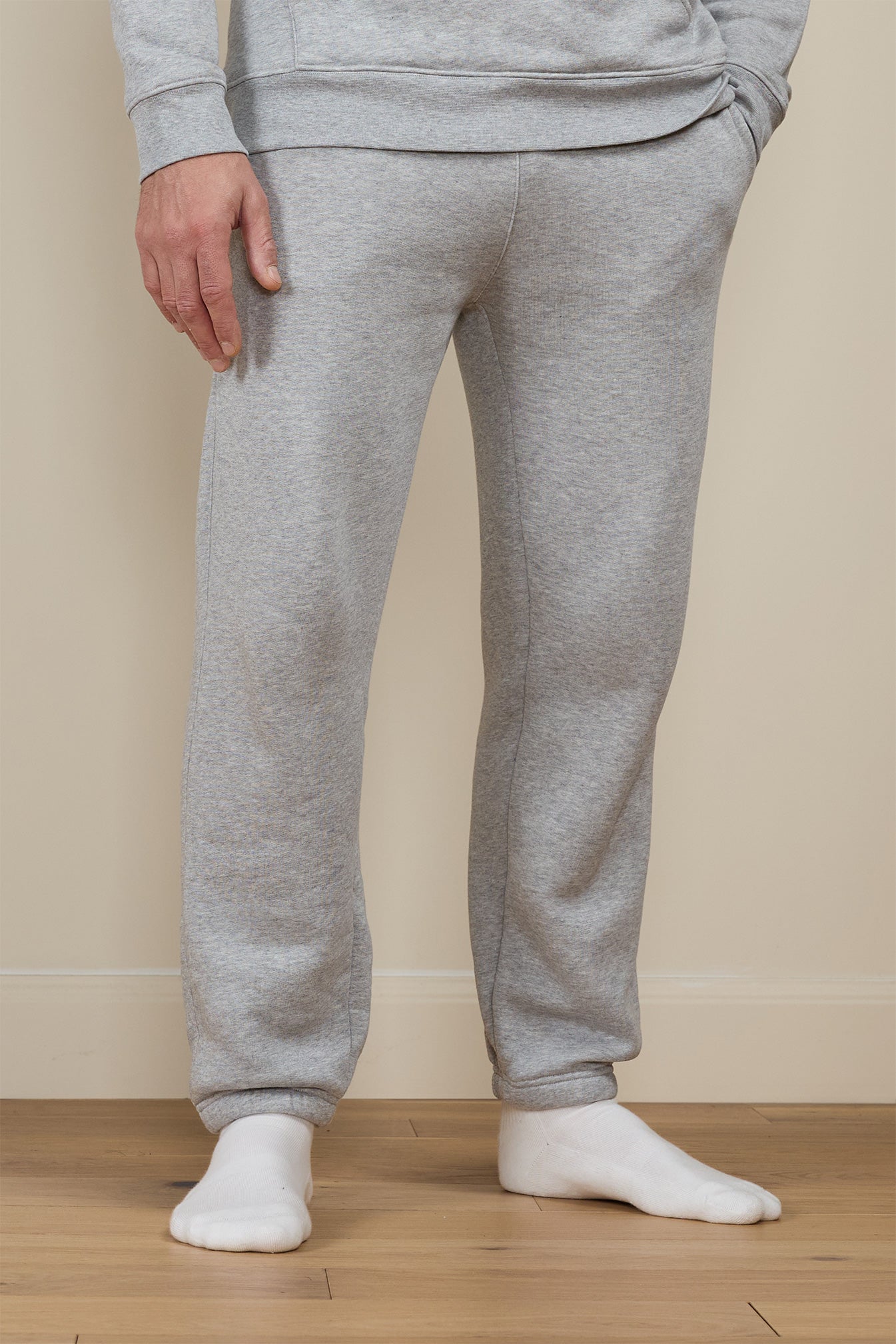 Pétrone pantalon jogging molleton homme Tencel coton bio gris chiné clair homme