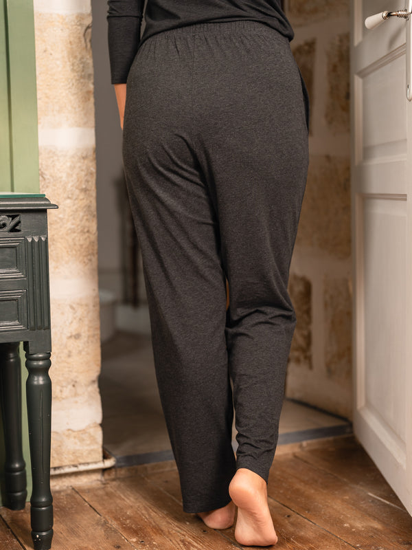 Pétrone pantalon de pyjama coton biologique tencel lyocell gris anthracite femme#couleur_gris-anthracite