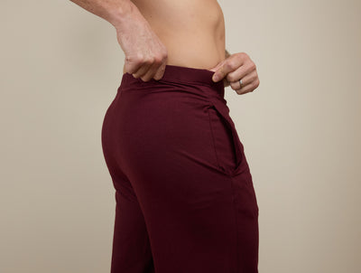 Pétrone pantalon de pyjama coton biologique tencel lyocell bordeaux foncé homme#couleur_bordeaux-foncé