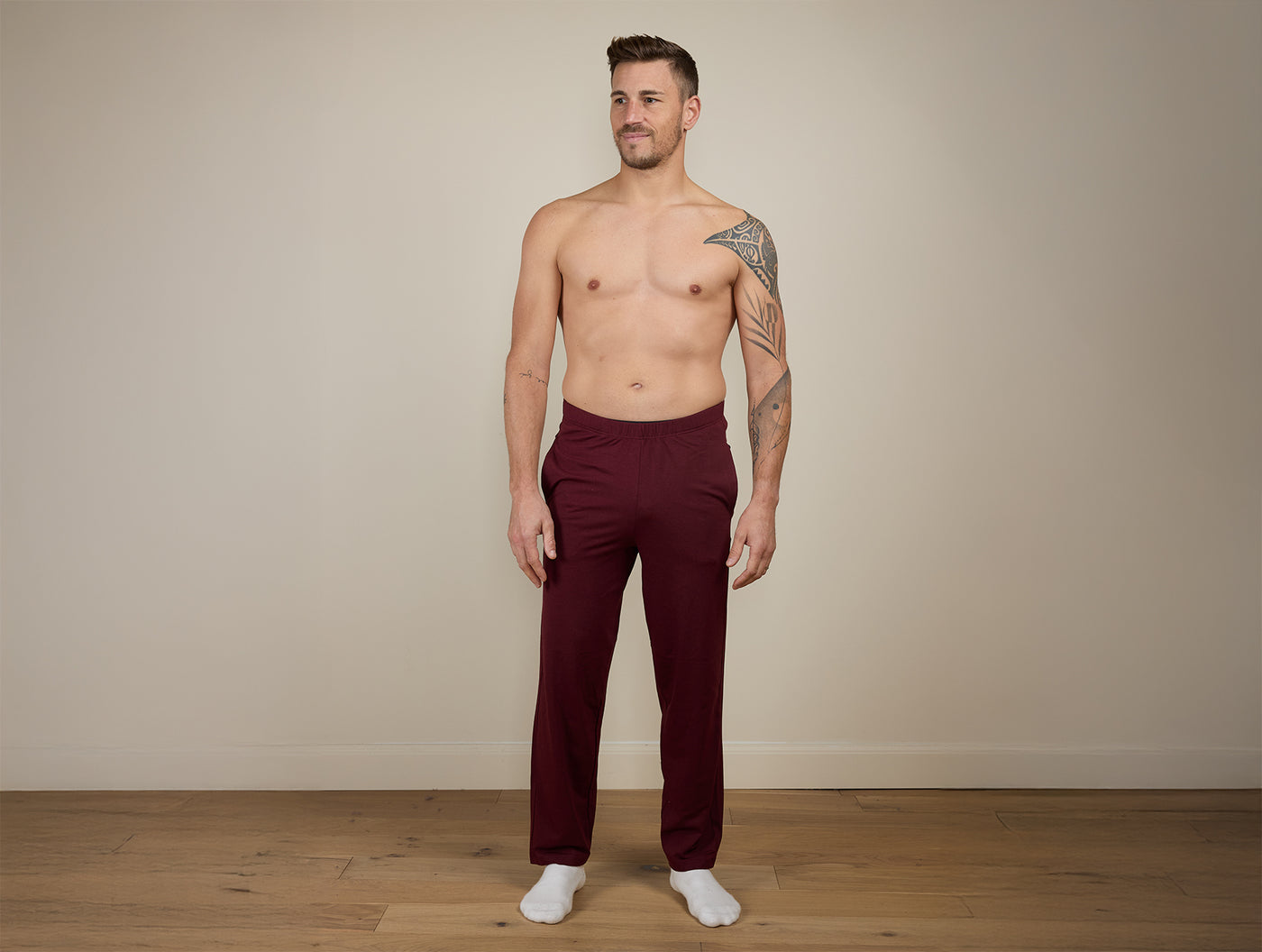 Pétrone pantalon de pyjama coton biologique tencel lyocell bordeaux foncé homme#couleur_bordeaux-foncé