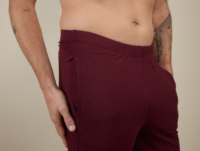 Pétrone pantalon de pyjama coton biologique tencel lyocell bordeaux foncé homme#couleur_bordeaux-foncé