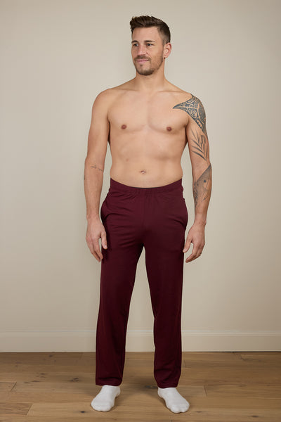 Pétrone pantalon de pyjama coton biologique tencel lyocell bordeaux foncé homme