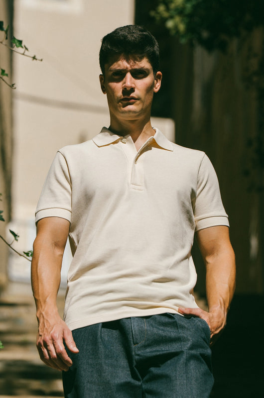 Pétrone Polo manches courtes Tencel coton bio écru
