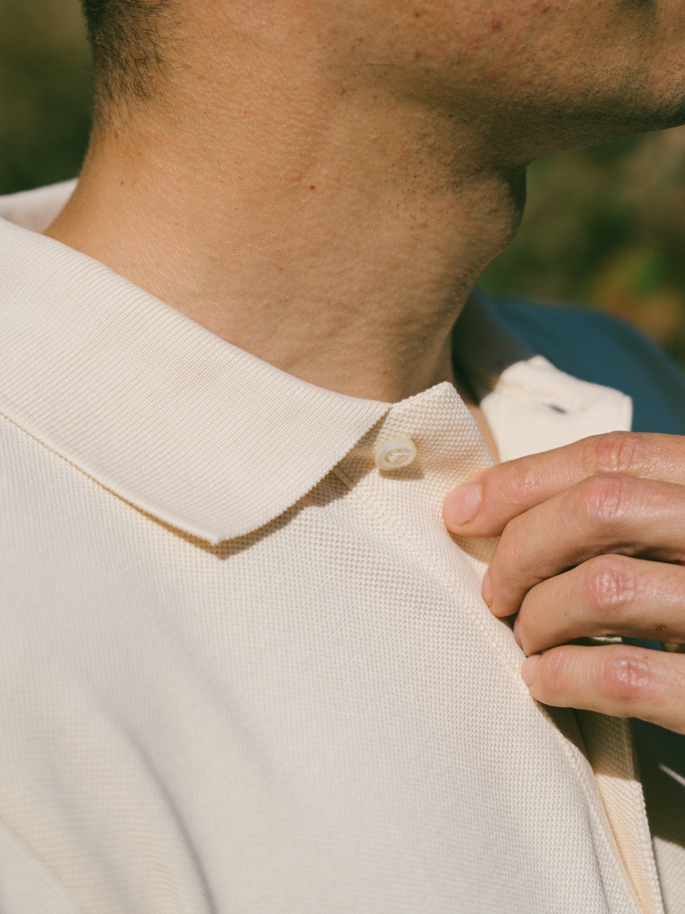 Pétrone Polo manches longues Tencel coton bio écru homme#couleur_écru