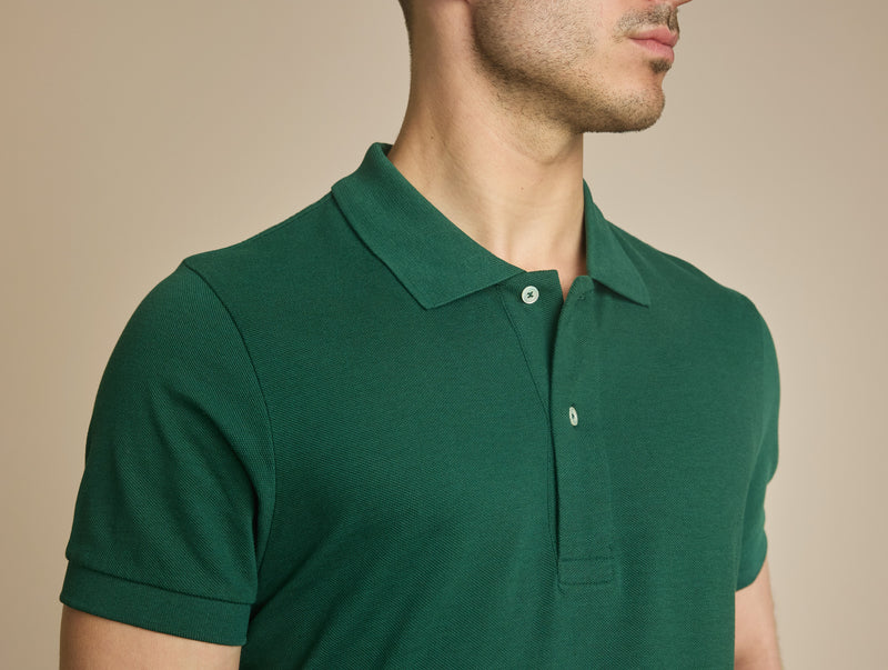 Pétrone Polo manches courtes Tencel coton bio vert émeraude homme#couleur_vert-émeraude