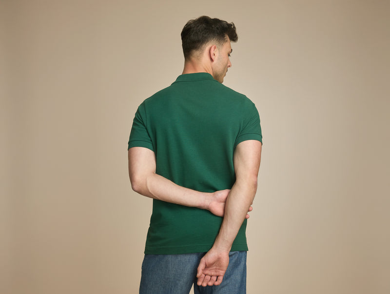 Pétrone Polo manches courtes Tencel coton bio vert émeraude homme#couleur_vert-émeraude