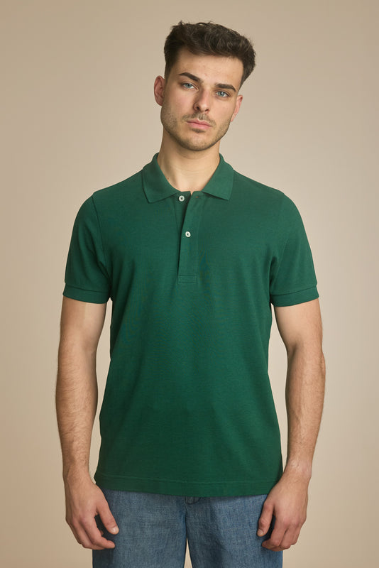 Pétrone Polo manches courtes Tencel coton bio vert homme