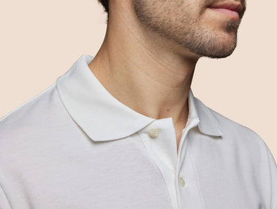 Pétrone Polo manches courtes Tencel coton bio blanc crème homme#couleur_blanc-crème