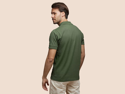 Pétrone Polo manches courtes Tencel coton bio vert kaki homme#couleur_vert-kaki