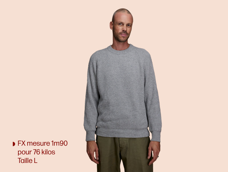 Pétrone Pull Réconfortant gris clair chiné homme#couleur_gris-chiné-clair