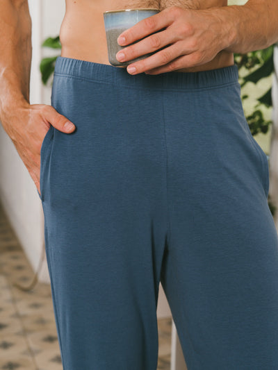 Pétrone pantalon de pyjama coton biologique tencel lyocell bleu céruléen homme#couleur_bleu-céruléen