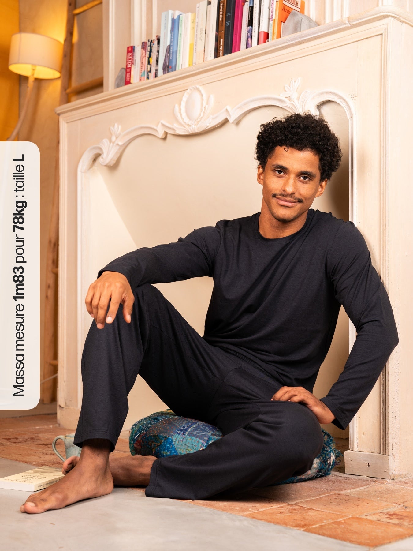 Pétrone pantalon de pyjama coton biologique tencel lyocell bleu marine homme#couleur_bleu-marine