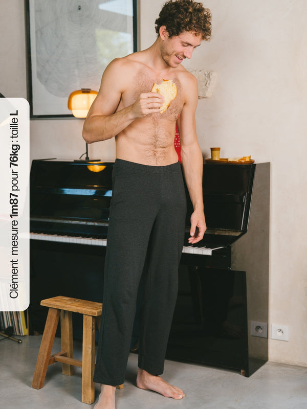 Pétrone pantalon de pyjama coton biologique tencel lyocell gris anthracite homme#couleur_gris-anthracite
