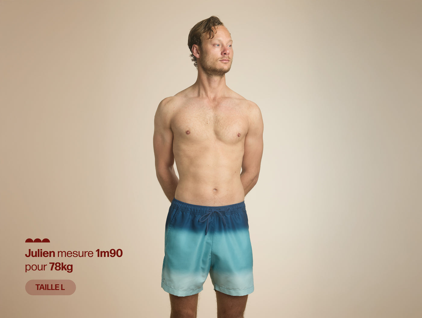 Pétrone short bain polyester recyclé dégradé de bleus homme#couleur_dégradé-de-bleus