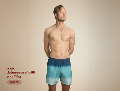 Pétrone short bain polyester recyclé dégradé de bleus homme#couleur_dégradé-de-bleus