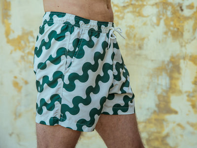 Pétrone short bain polyester recyclé vagues vertes homme#couleur_vagues-vertes