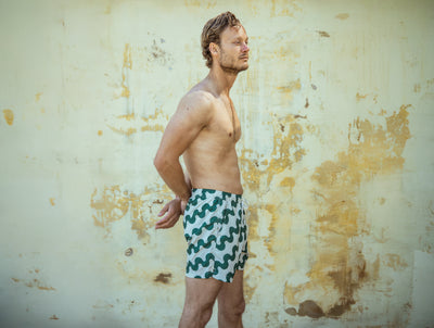 Pétrone short bain polyester recyclé vagues vertes homme#couleur_vagues-vertes