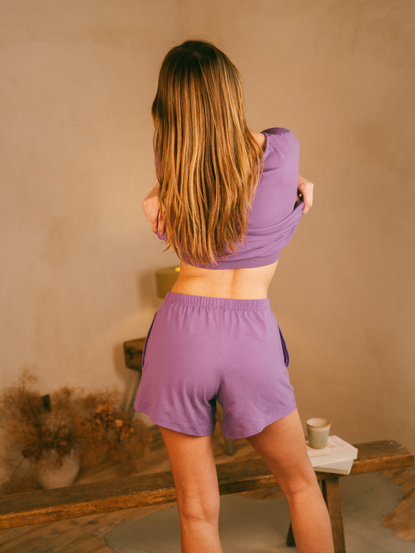 Pétrone short de pyjama lilas femme#couleur_lilas