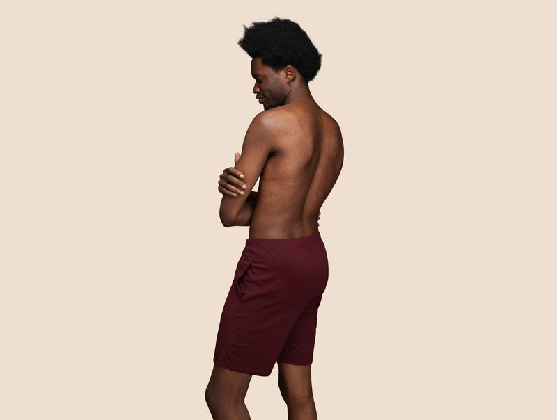 Pétrone short de pyjama coton biologique tencel bordeaux foncé homme#couleur_bordeaux-foncé