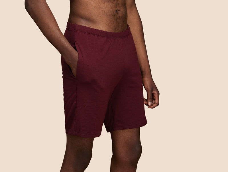 Pétrone short de pyjama coton biologique tencel bordeaux foncé homme#couleur_bordeaux-foncé