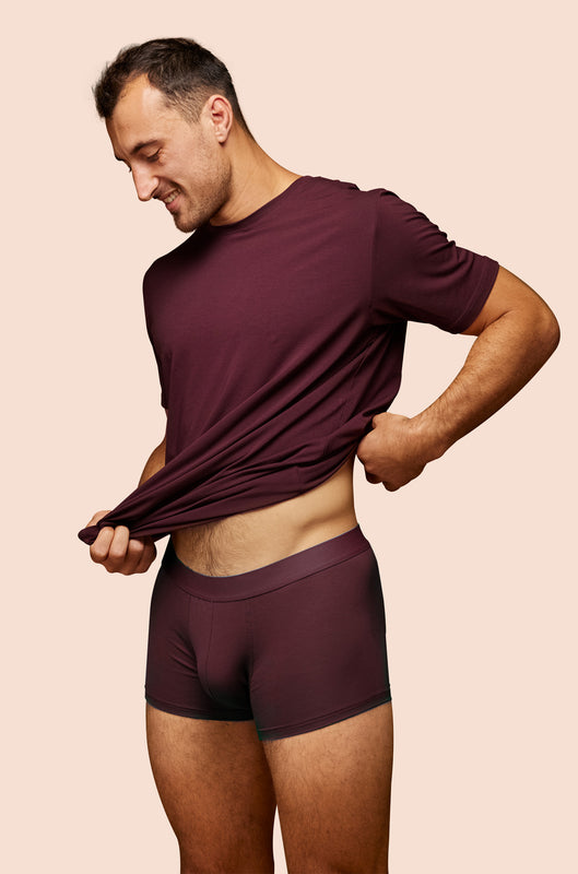 Pétrone shorty coton biologique Tencel lie de vin homme