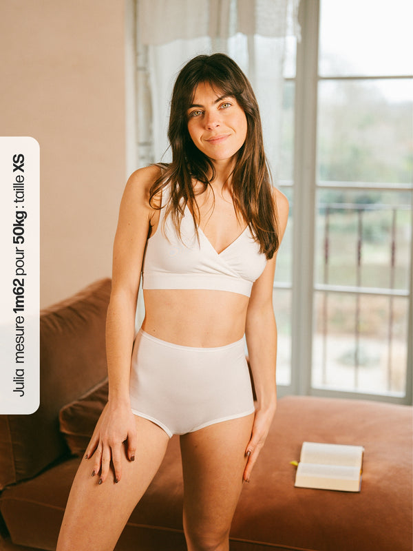 Pétrone shorty taille haute blanc crème femme#couleur_blanc-crème