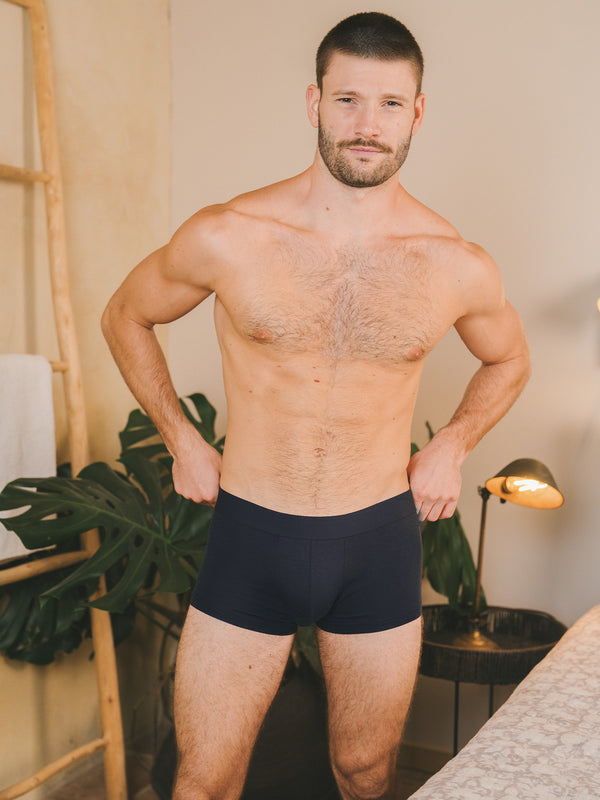 Pétrone shorty coton bio tencel bleu marine homme#couleur_bleu-marine